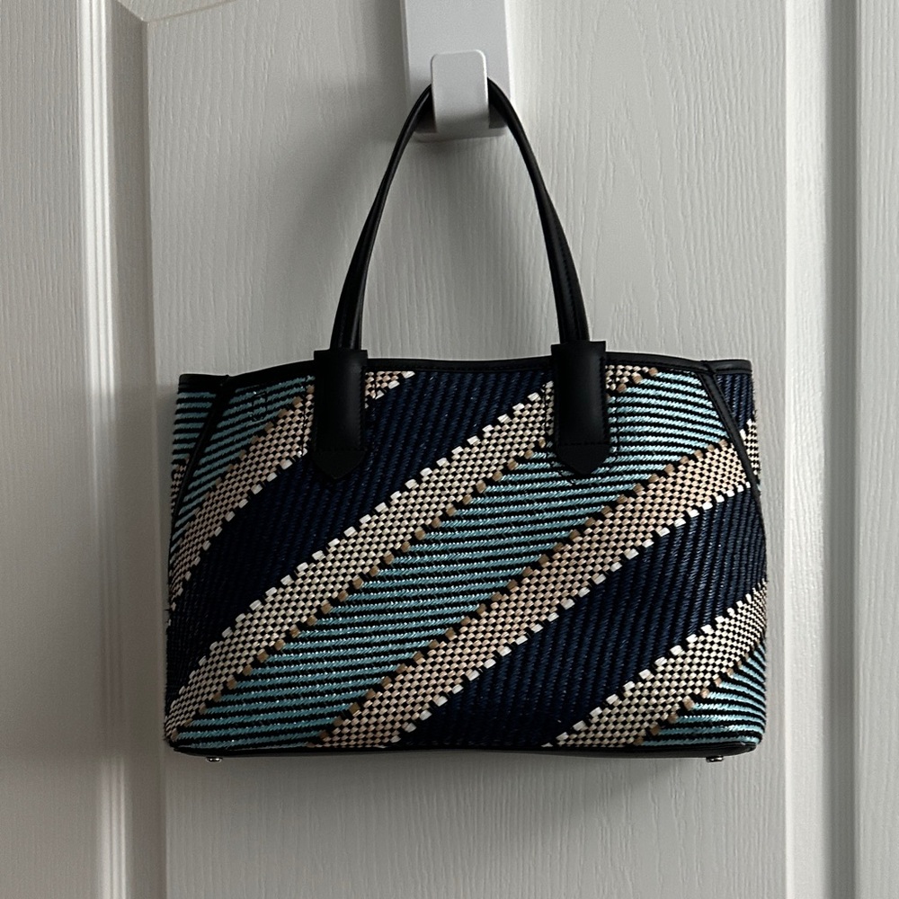 Calvin Klein Navy and Cream Striped Tote